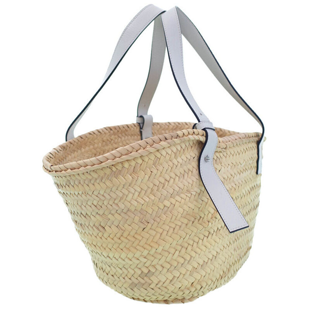 Loewe woven palm leaf Bag Basket Paula Tan calfskin leather Ibiza anagram